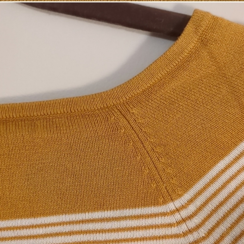 H&M Yellow and White Fitted Ribbed Long Sleeve Top - Picture 4 of 8